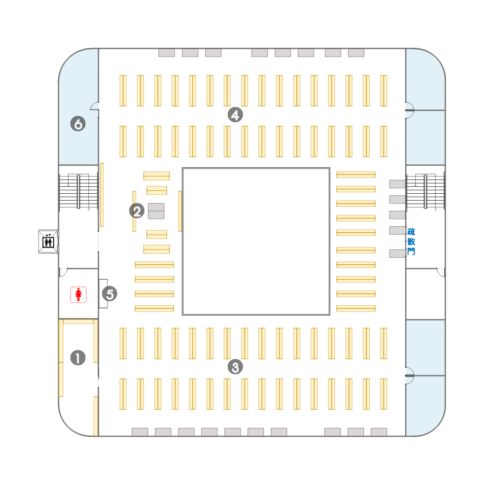 二樓平面配置圖（含編號） Floor plan with labels (2F)