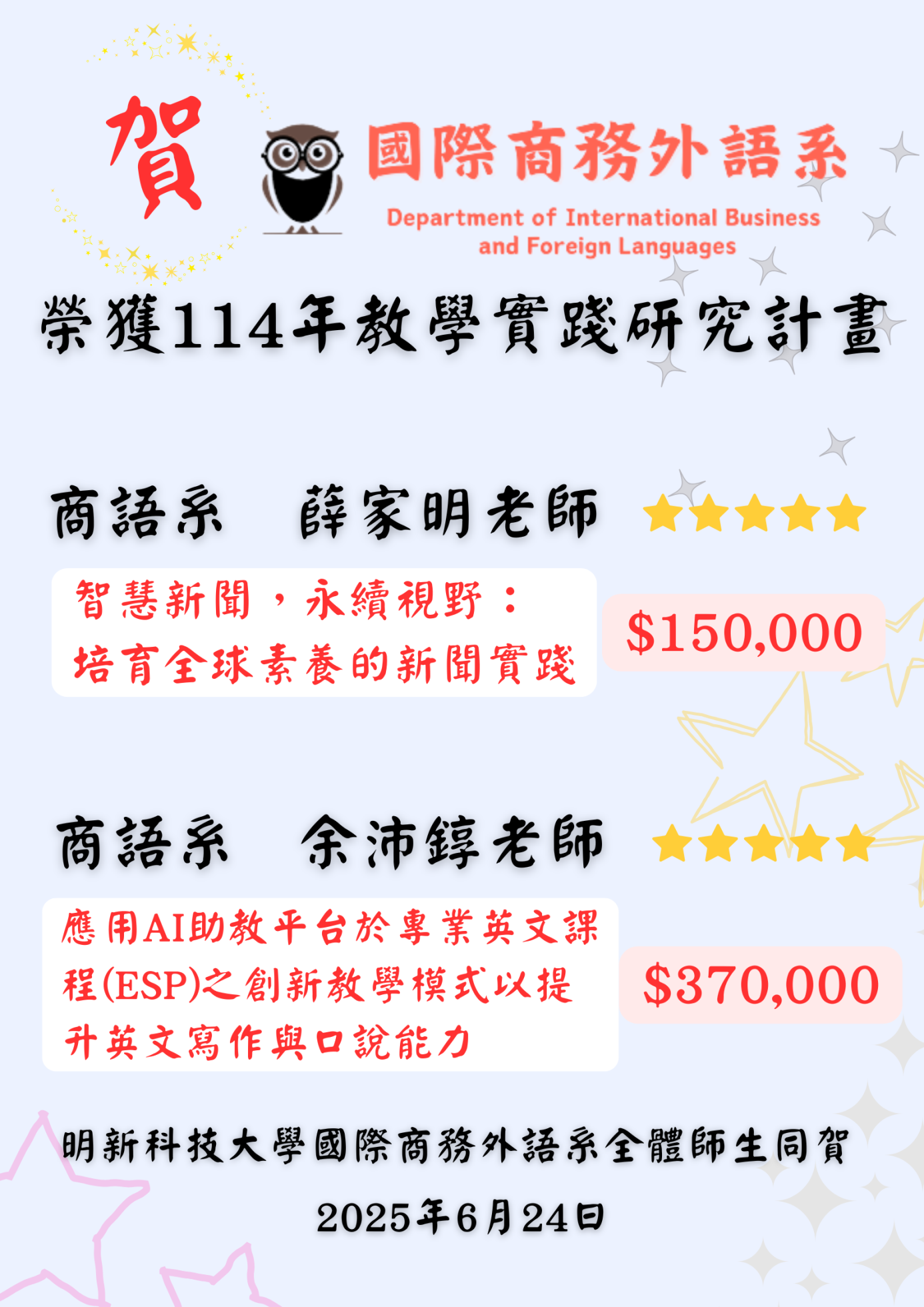 114徵選入學-國際商務外語系