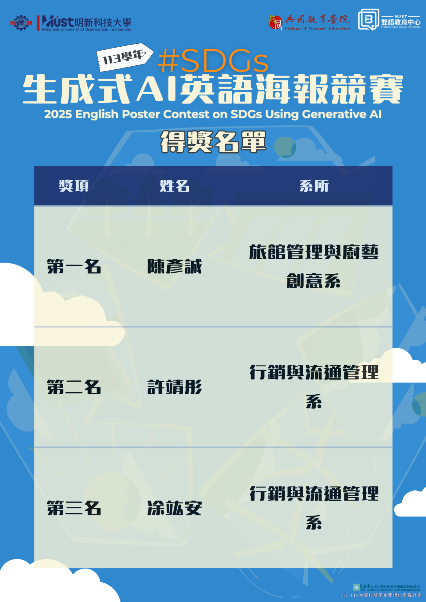 2025 SDGs生成式AI英語海報比賽-第一名陳彥誠